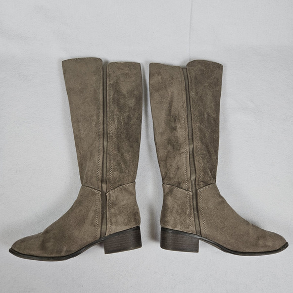 Target Knee High Boots Womens 7 Brown Faux Suede Stretch Block Heel Western Soft - Picture 9 of 15